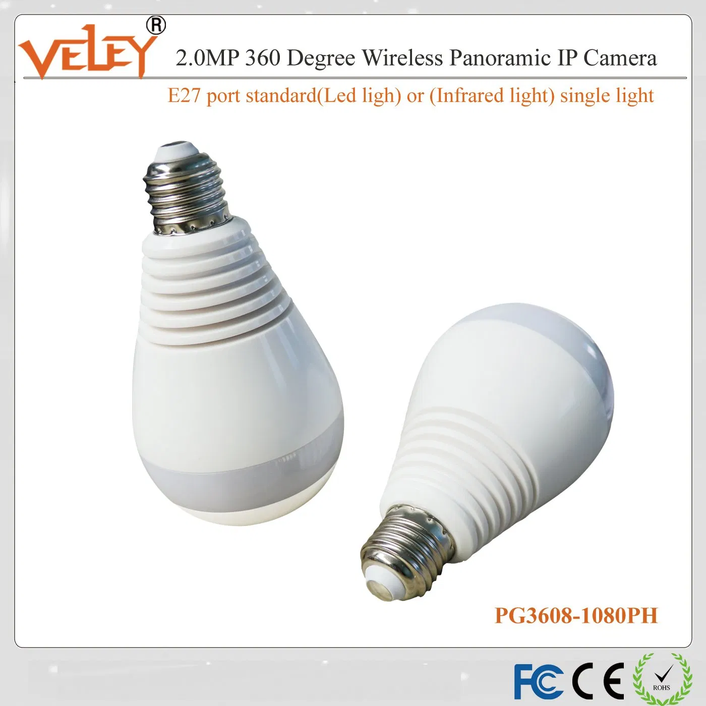 Full HD 360 Panoramic Bulb Light Mini Wireless IP Camera