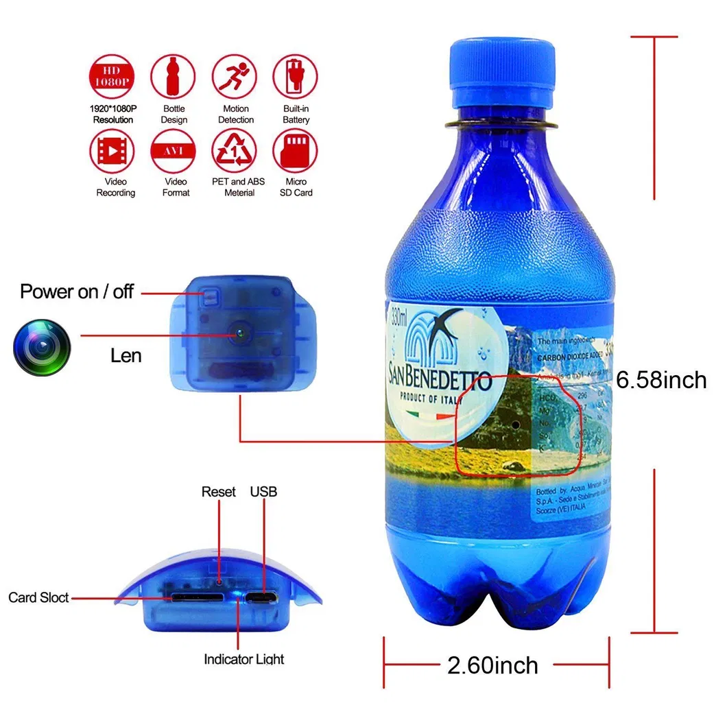 HD 1080P Driking Bottle Camera DVR Surveillance Bottle Camcorder Motion Detection