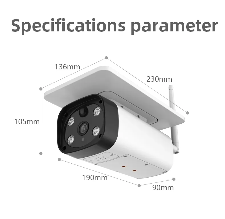 Hot Sale 2MP Solar WiFi CCTV Camera 4 Lights Outdoor Security Camera Surveillance Solar SIM Card Camera for I-Cam APP IP Camera