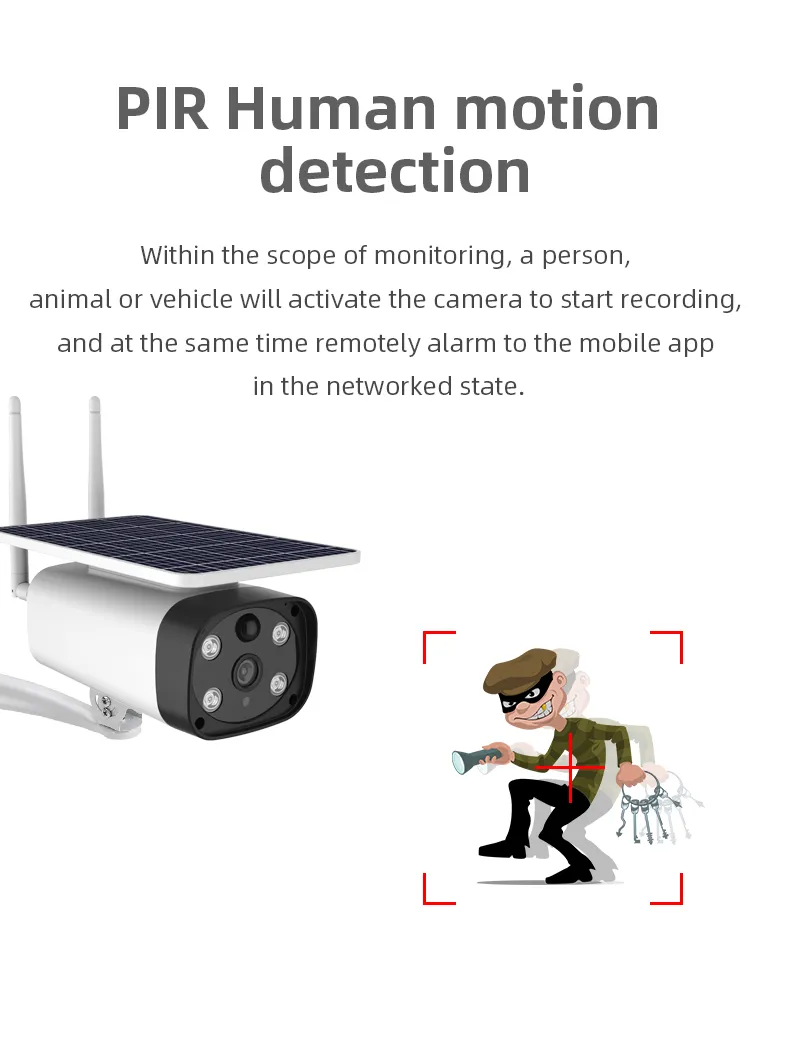 Hot Sale 2MP Solar WiFi CCTV Camera 4 Lights Outdoor Security Camera Surveillance Solar SIM Card Camera for I-Cam APP IP Camera