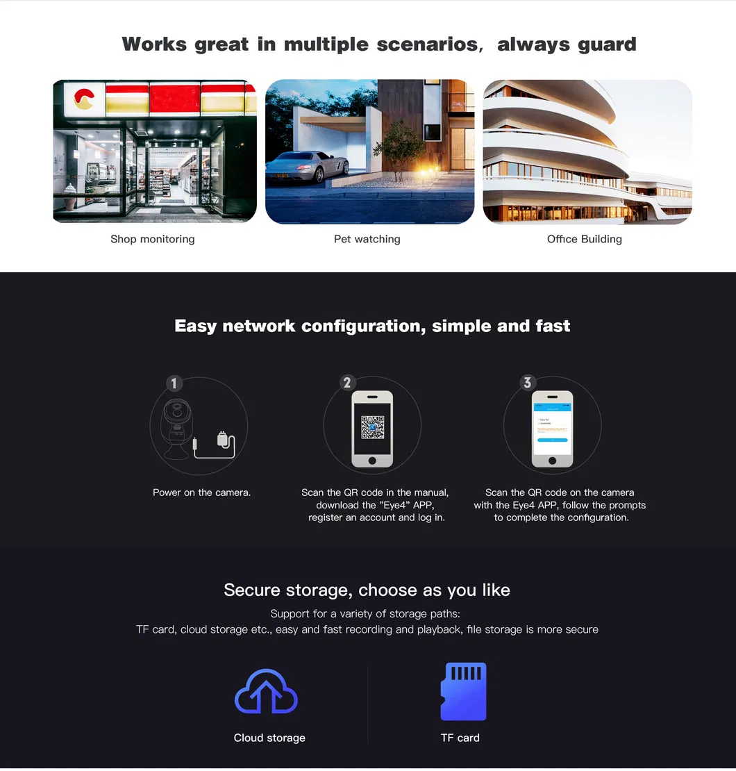 IP66 Waterproof Low Consumption Home Security Battery Cameras