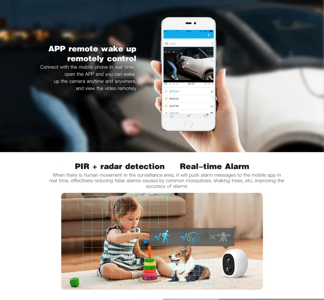 IP66 Waterproof Low Consumption Home Security Battery Cameras