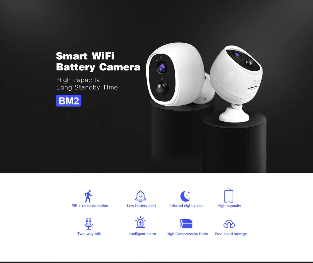 IP66 Waterproof Low Consumption Home Security Battery Cameras