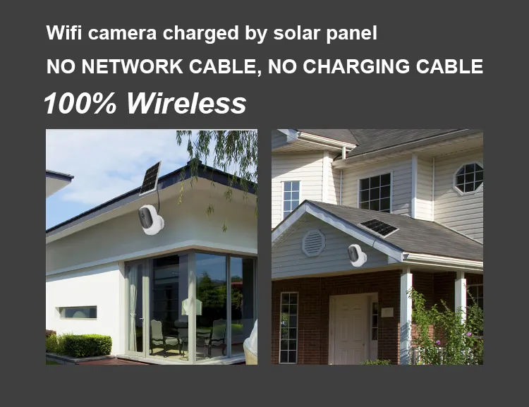 Mini Digital Network 2MP Infrared Night Vision 2 Way Audio Outdoor Wireless Battery Powered WiFi CCTV Video Security IP Camera System with Solar Panel