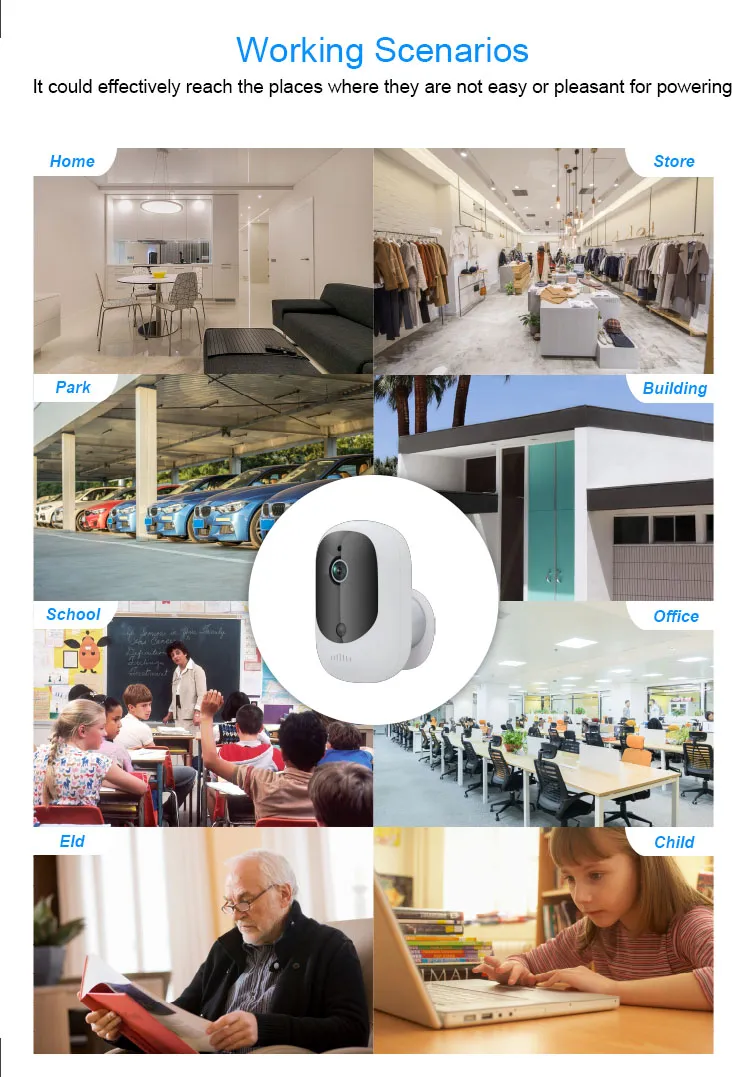Mini Digital Network 2MP Infrared Night Vision 2 Way Audio Outdoor Wireless Battery Powered WiFi CCTV Video Security IP Camera System with Solar Panel
