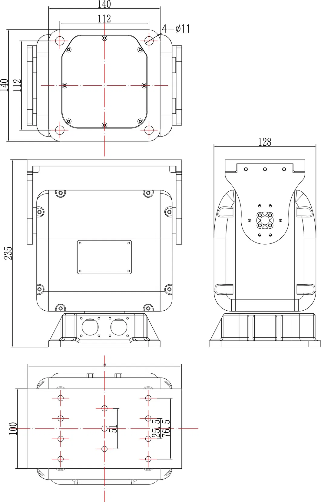OEM ODM IP66 Heavy-Load Aluminum Alloy Pantilt/Rotation Pan Tilt