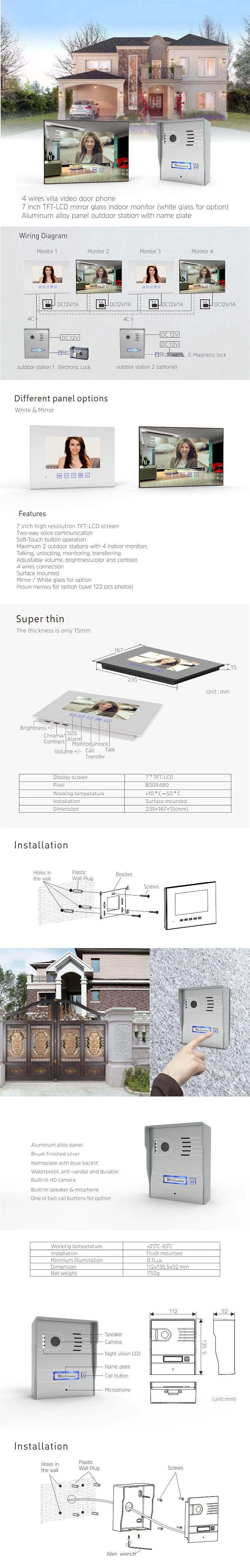 Outdoor Station in 4 Wires Villa System (security product, video doorphone, outdoor station)