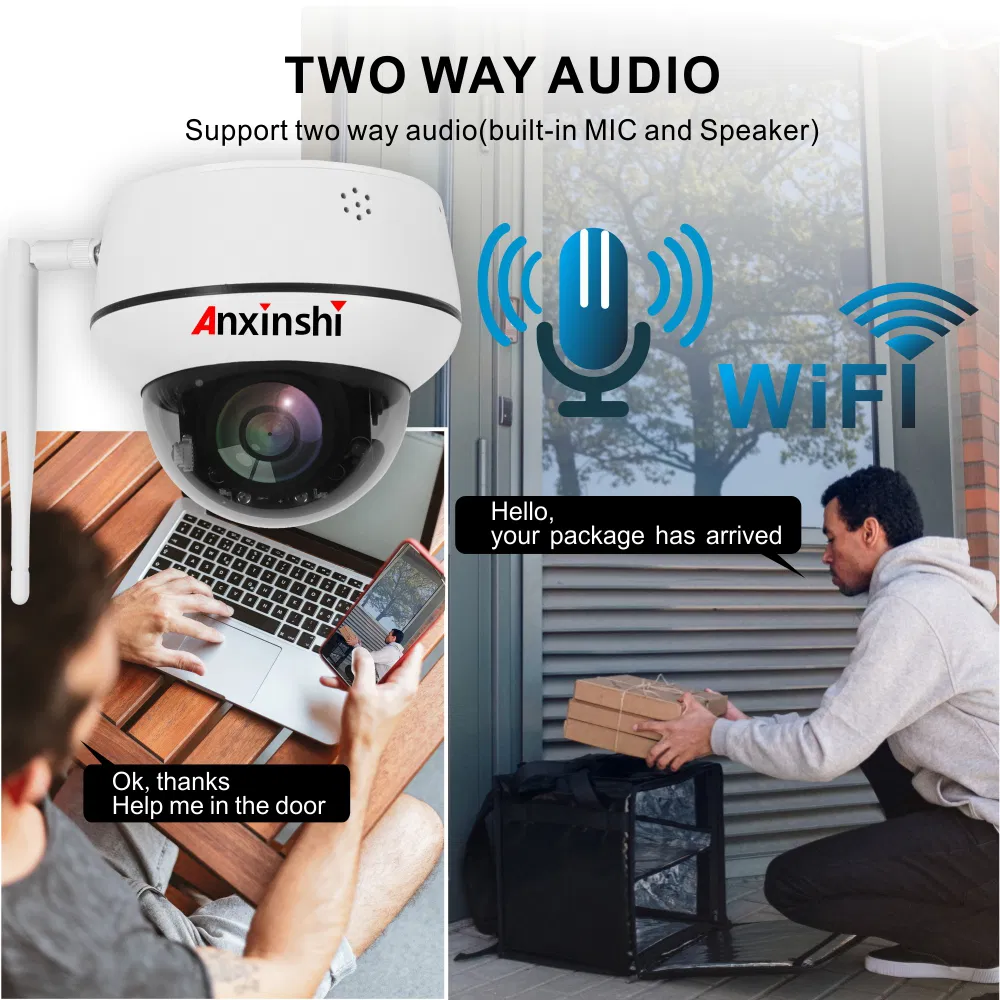 Outdoor Waterproof 5X Optical Zoom Lens 5MP WiFi PTZ Camera Vandalproof Hi3516EV300+ Sony Imx335 PTZ Wireless Camera