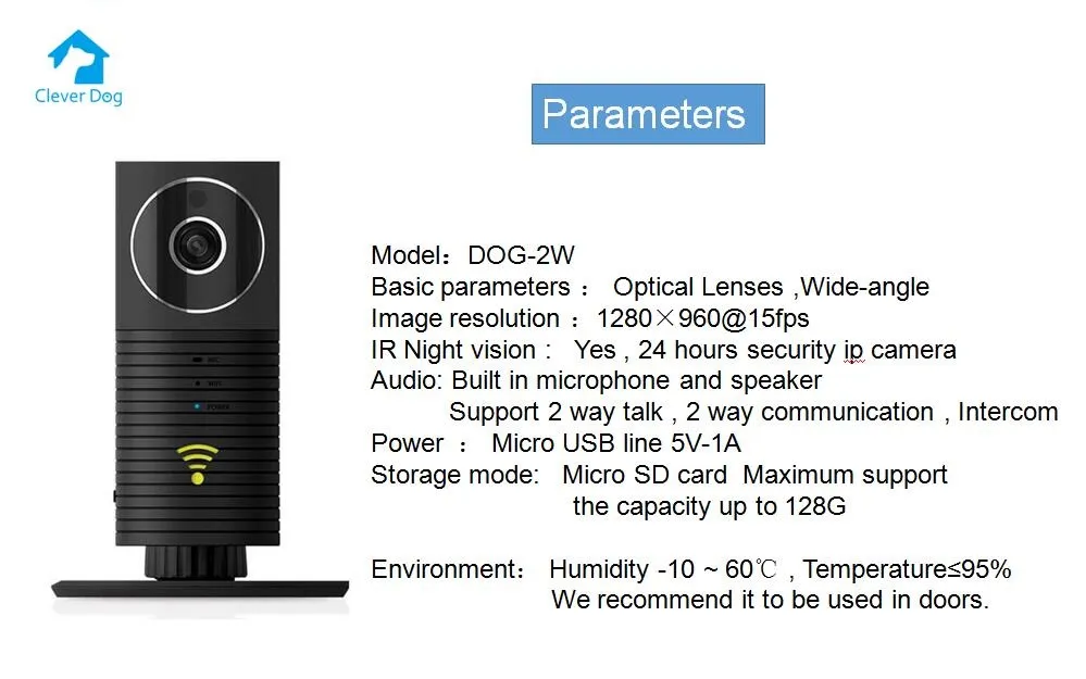 Panoramic Camera Clever Dog 960p WiFi Mini CCTV 1.3MP HD Digital Baby IP Wireless Camera