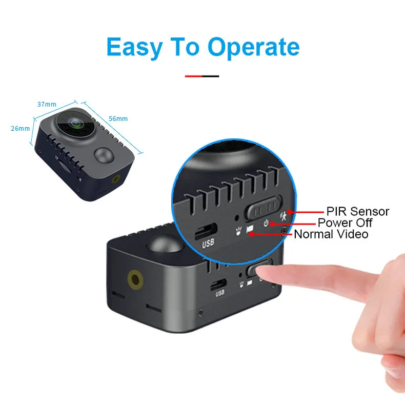 Security PIR Camera 1080P HD DV for Home Sports Car Video Recorder Camcorder
