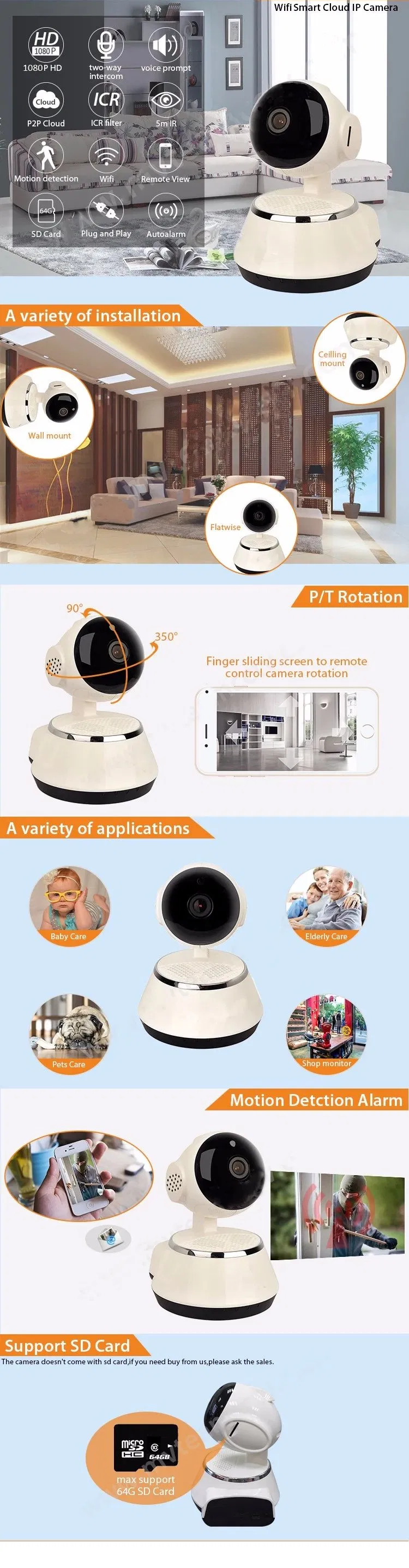 Smart Home Security Camera Remote Control by Mobile APP WiFi IP Camera