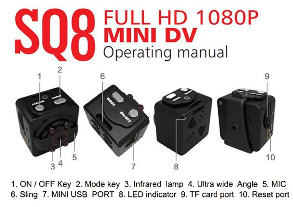 Sq8 IR Night Vision1080p Full HD Mini Camera Car DV DVR Camcorder