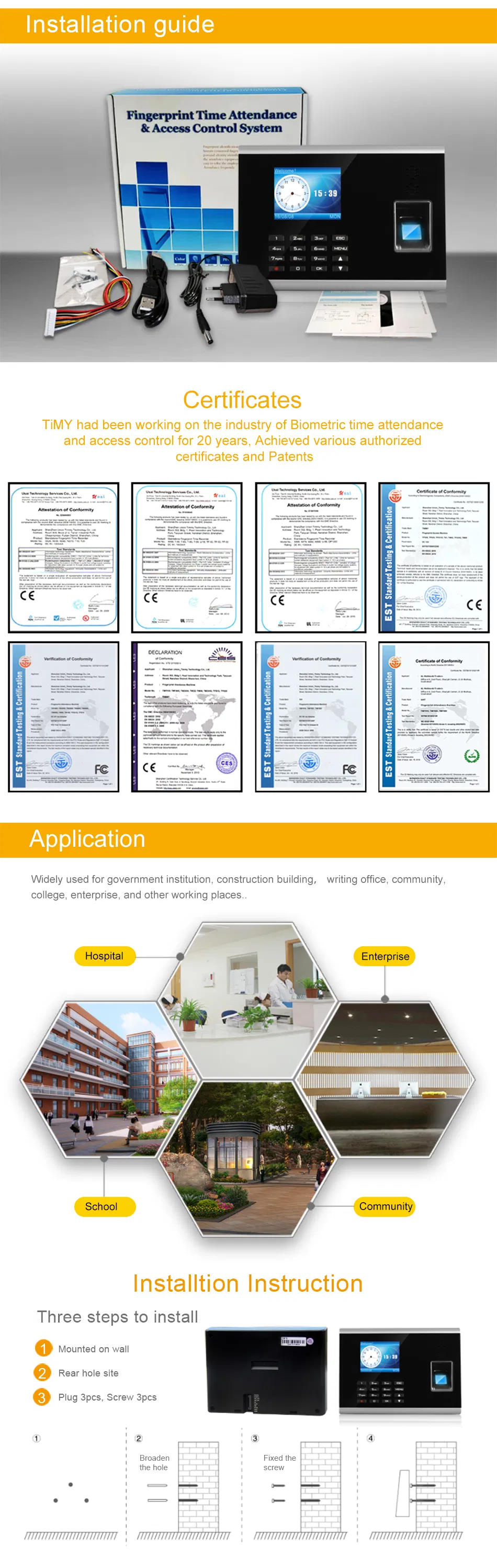 TCP/IP Cloud Software RFID Card Biometric Fingerprint Biometric Time Attendance