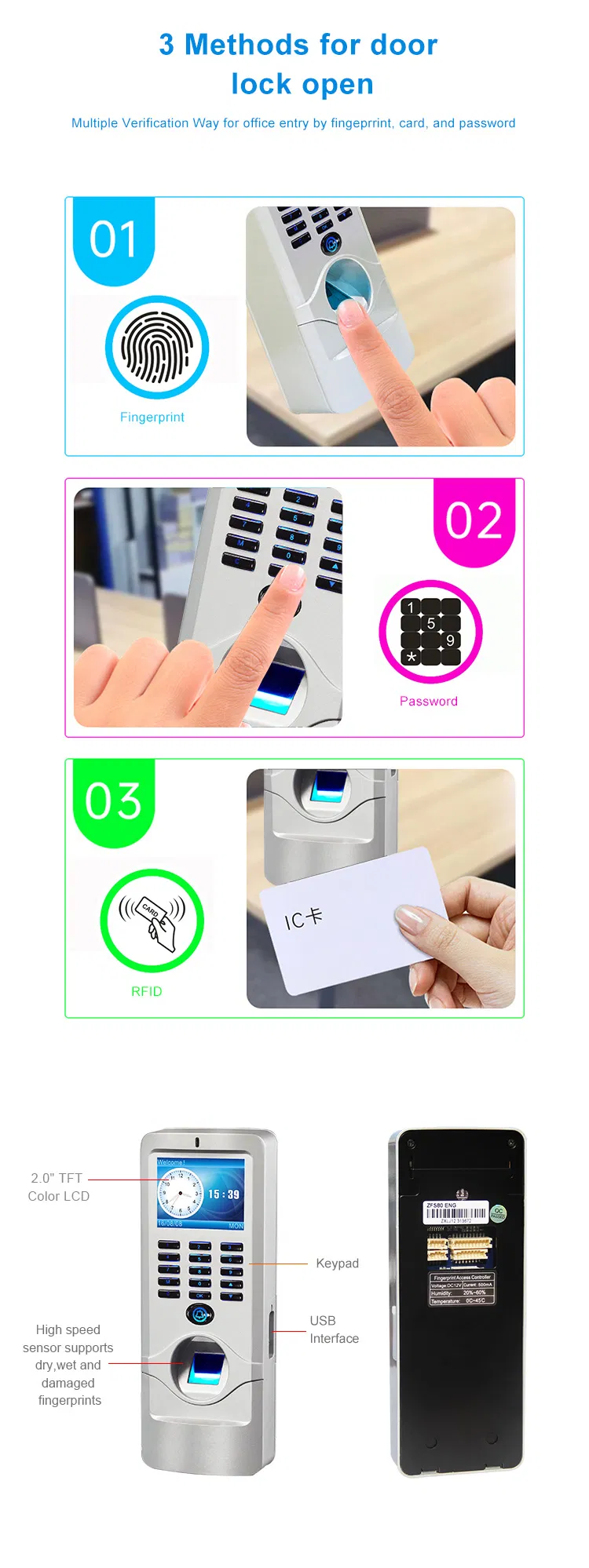 Timmy Biometric Thumb Scanner Machine Waterproof Access Control System