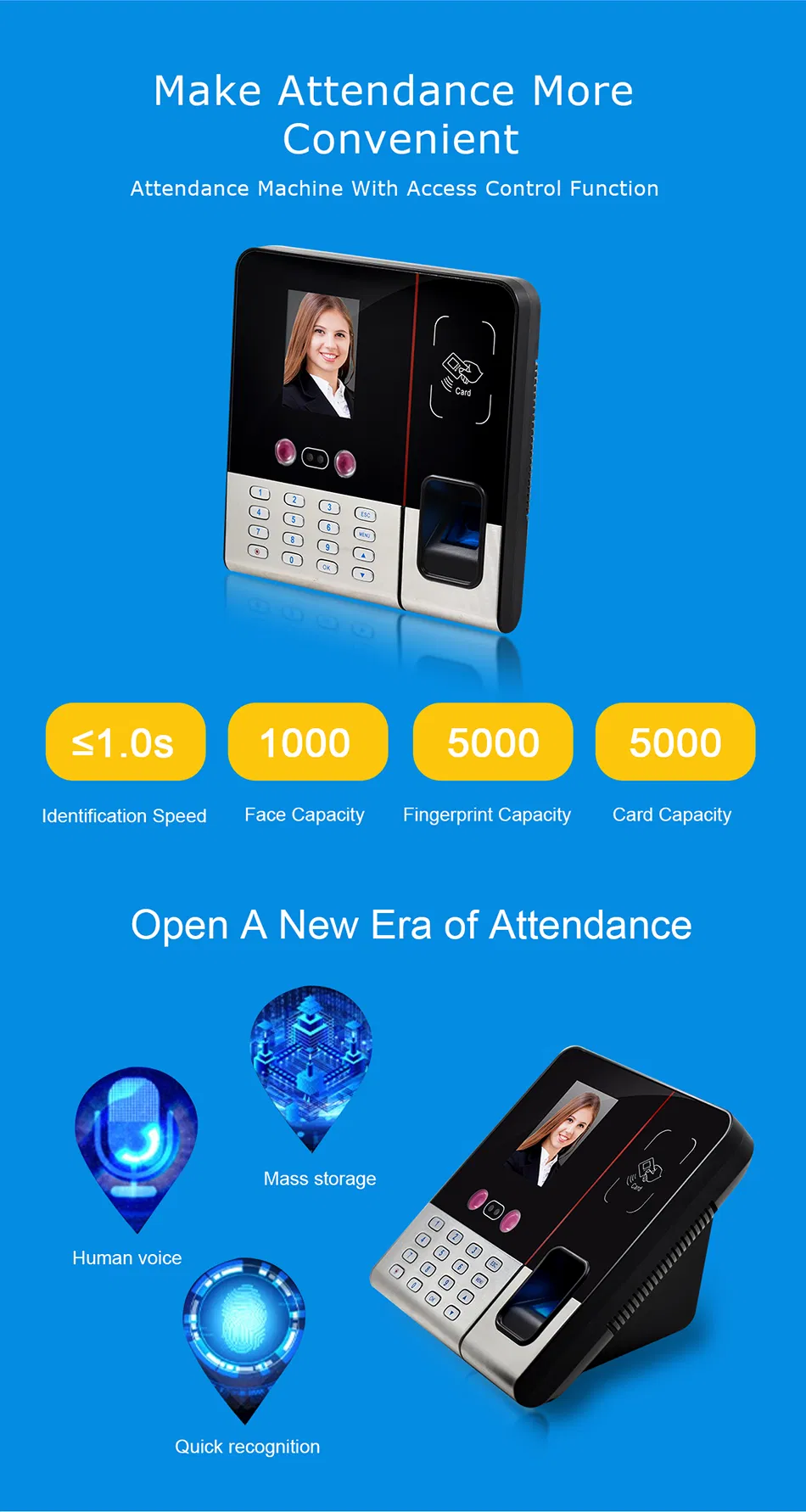 Timmy GSM Sims Card Biometric Fingerprint Facial Recognition Time Attendance