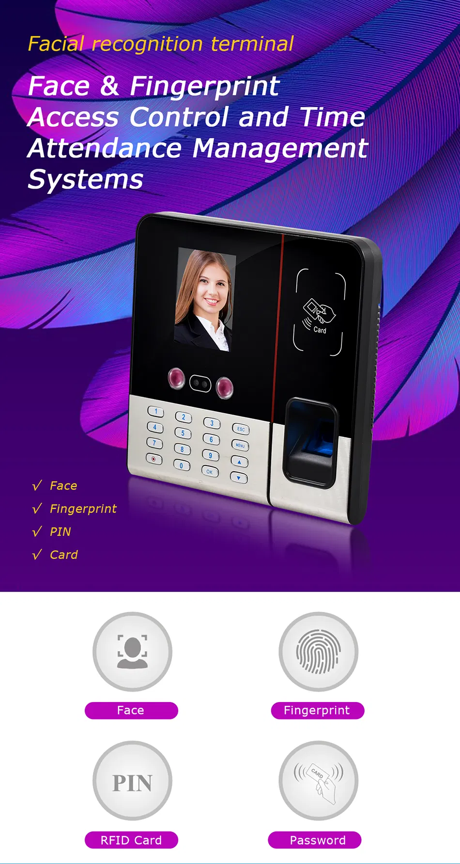 Timmy GSM Sims Card Biometric Fingerprint Facial Recognition Time Attendance