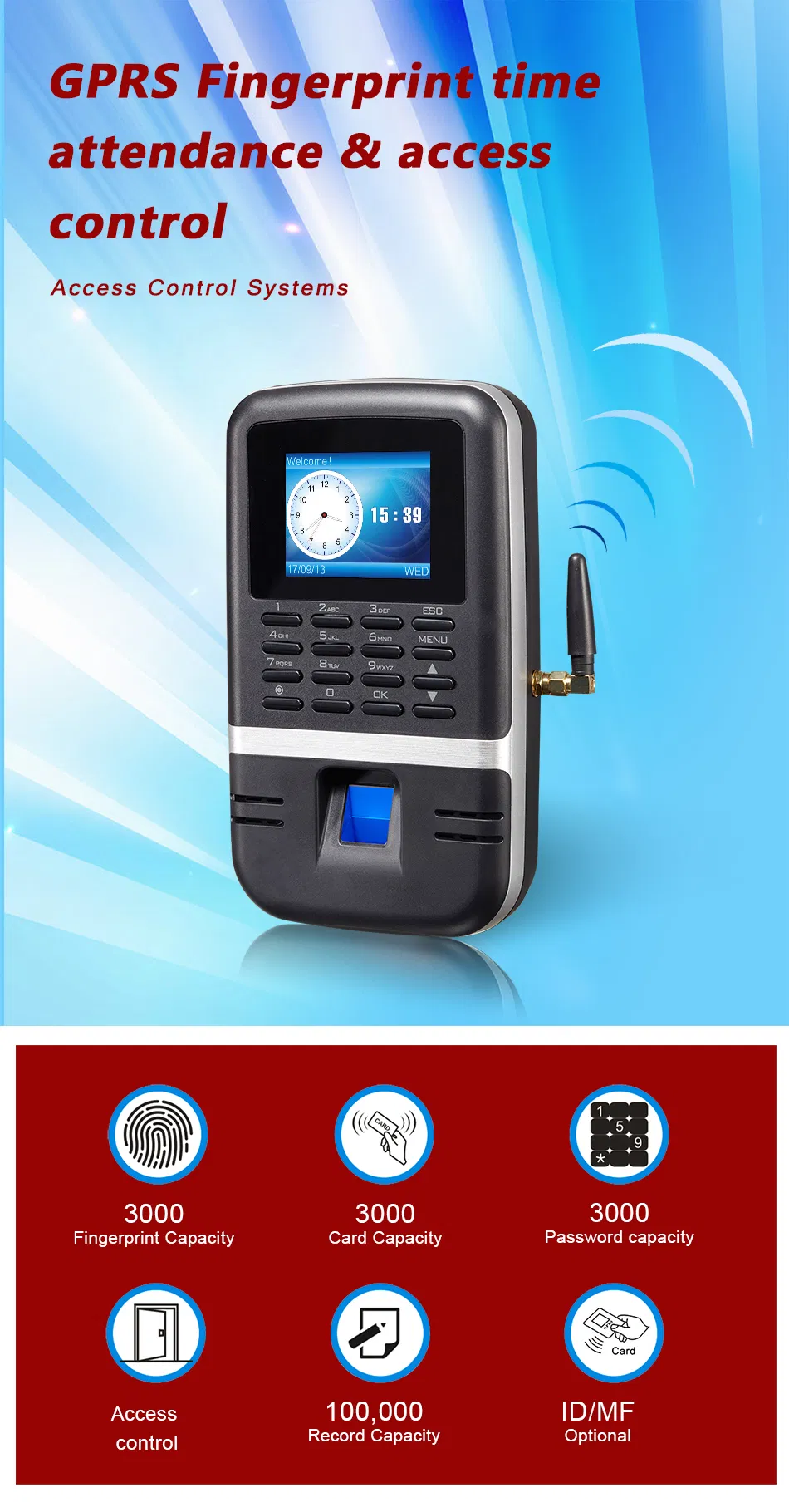 Timmy Web Based GPRS/3G/4G Wiegand 26/34 Fingerprint Reader Access Control
