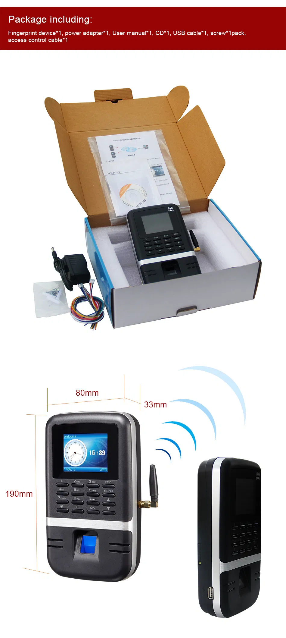 Timmy Web Based GPRS/3G/4G Wiegand 26/34 Fingerprint Reader Access Control