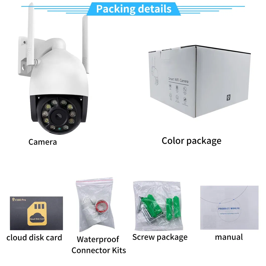 Tuya Smart Life WiFi Camera Wholesale Factory 2.0MP Outdoor IP66 Waterproof Security WiFi Night Vision PTZ Camera