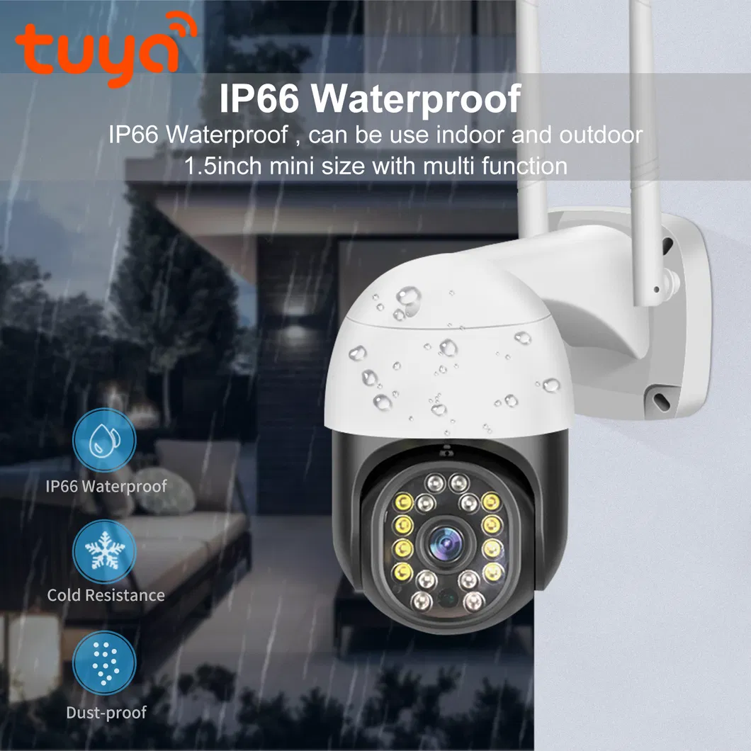 Tuya Smart Life WiFi Camera Wholesale Factory 2.0MP Outdoor IP66 Waterproof Security WiFi Night Vision PTZ Camera