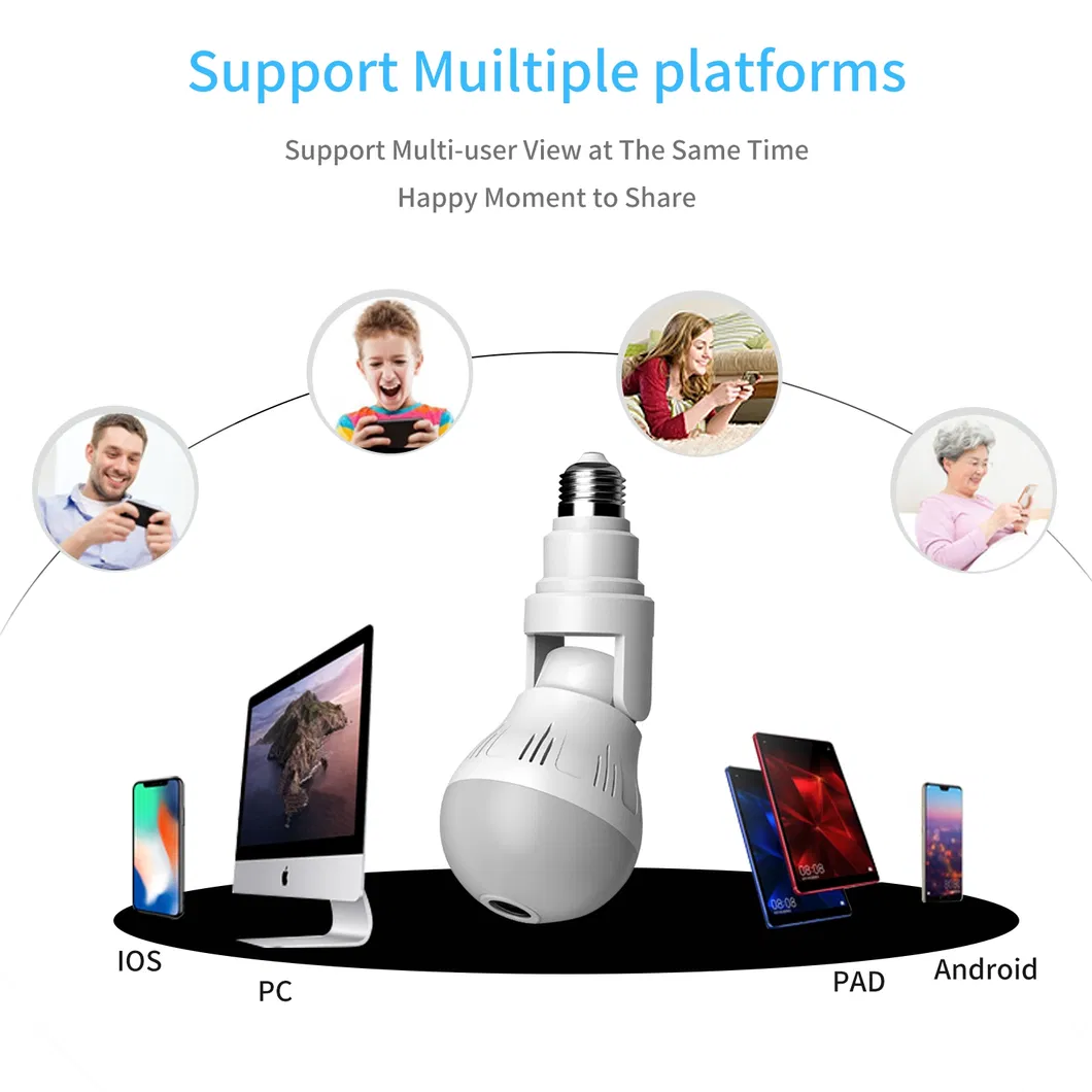 V380 2.4G 360 Degree Panoramic Onvif H. 265 1080P HD WiFi Bulb Camera WiFi Adjustable Bulb Camera