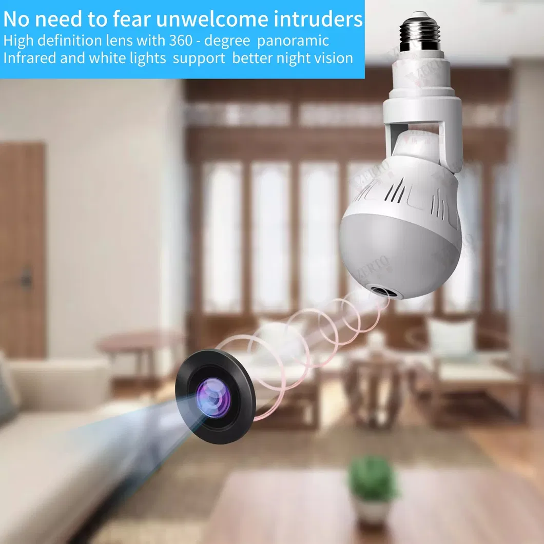 V380 2.4G 360 Degree Panoramic Onvif H. 265 1080P HD WiFi Bulb Camera WiFi Adjustable Bulb Camera