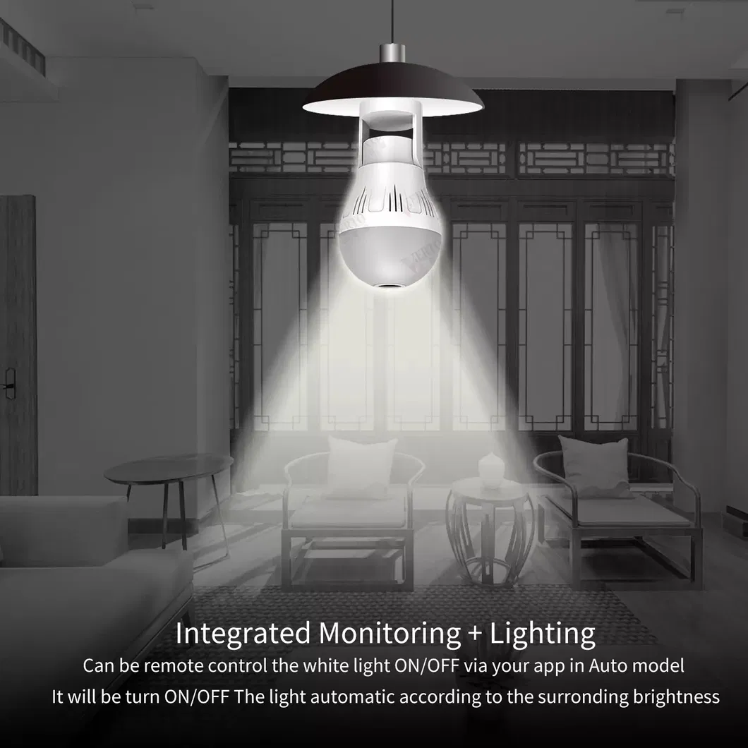 V380 2.4G 360 Degree Panoramic Onvif H. 265 1080P HD WiFi Bulb Camera WiFi Adjustable Bulb Camera