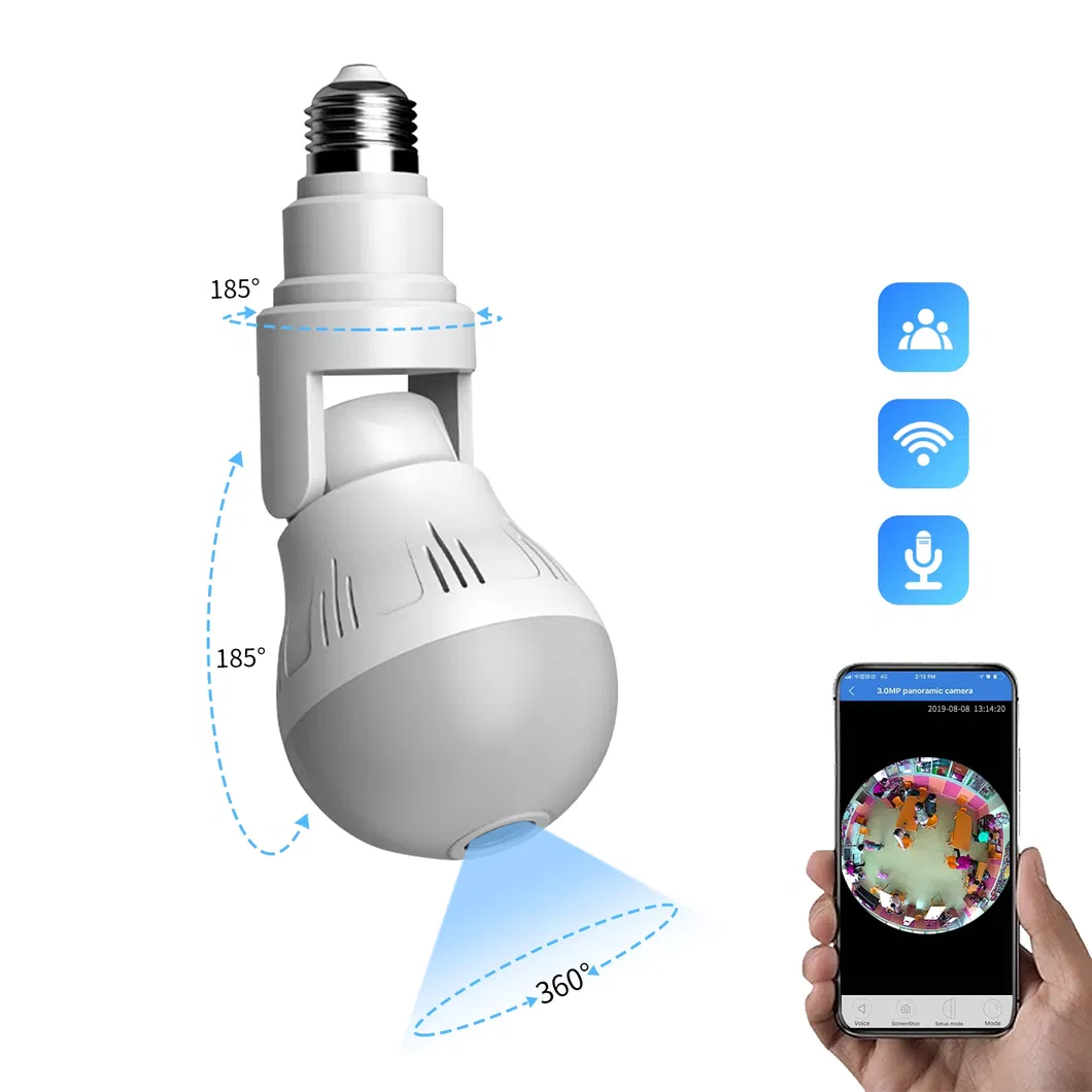 V380 2.4G 360 Degree Panoramic Onvif H. 265 1080P HD WiFi Bulb Camera WiFi Adjustable Bulb Camera