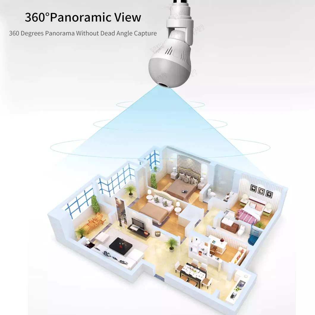 V380 2.4G 360 Degree Panoramic Onvif H. 265 1080P HD WiFi Bulb Camera WiFi Adjustable Bulb Camera