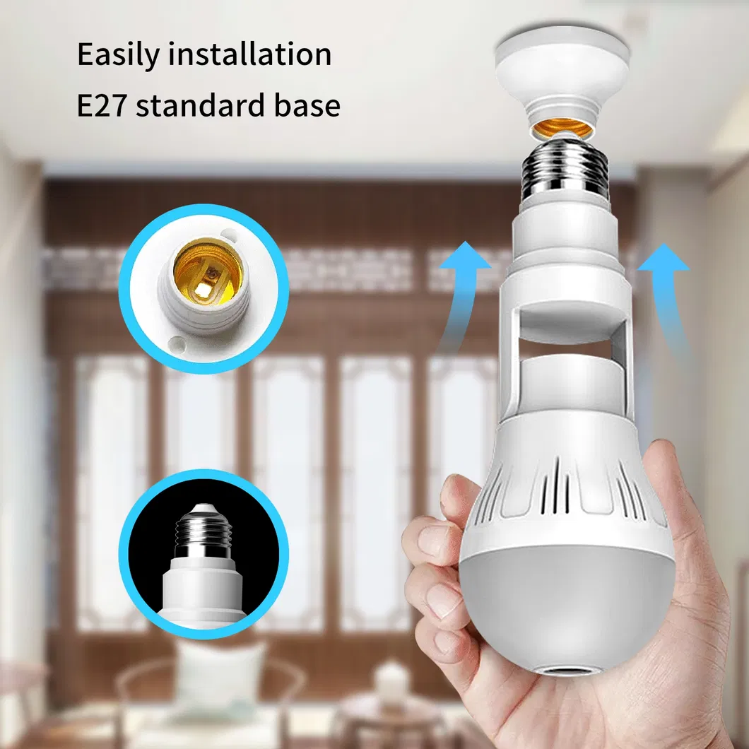 V380 2.4G 360 Degree Panoramic Onvif H. 265 1080P HD WiFi Bulb Camera WiFi Adjustable Bulb Camera