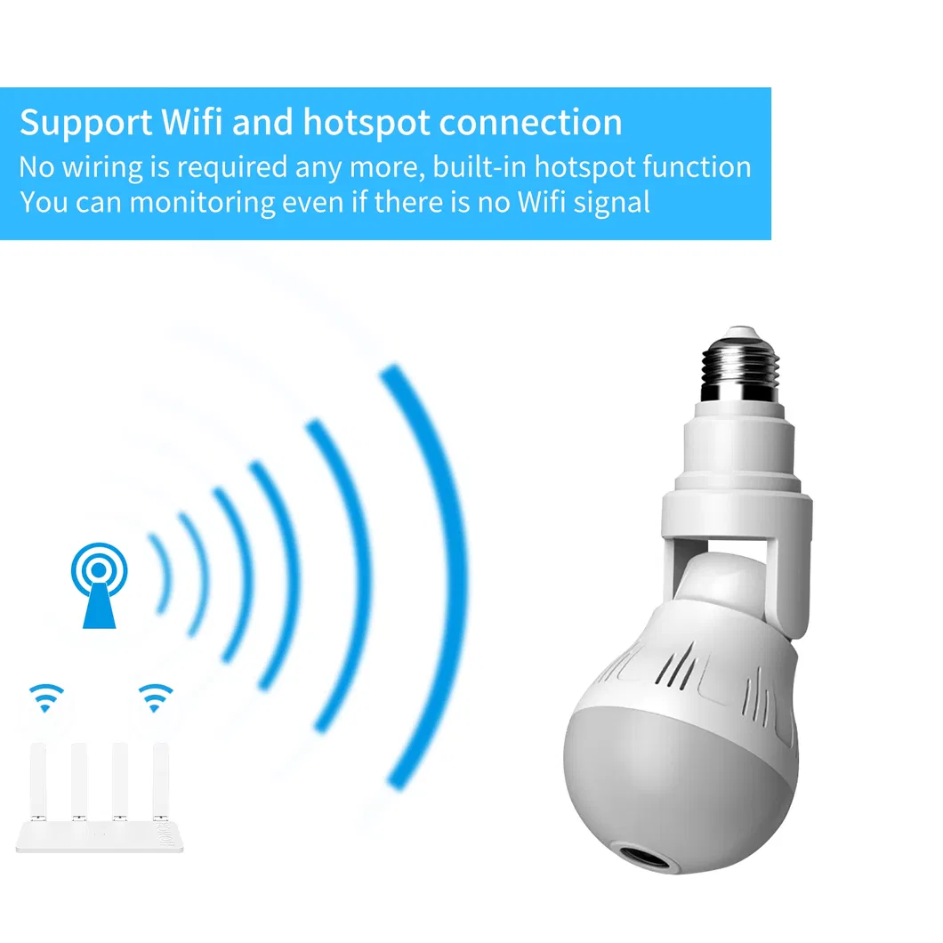 V380 2.4G 360 Degree Panoramic Onvif H. 265 1080P HD WiFi Bulb Camera WiFi Adjustable Bulb Camera