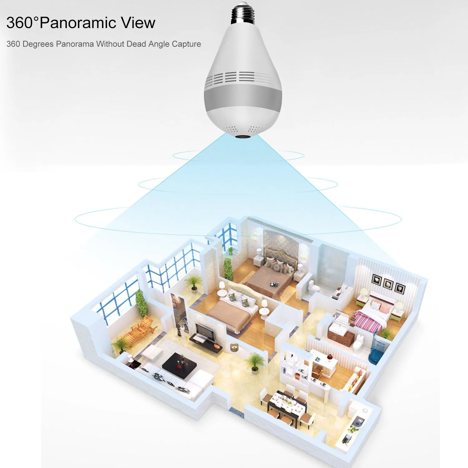 Verto V380 Wireless Double Light Bulb Camera CCTV Security 360 Degree Panoramic Network Monitor 1080P HD WiFi Bulb Camera