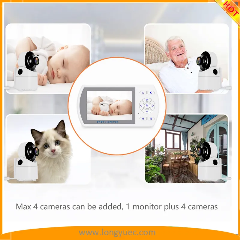 Video Baby Monitor 355° Rotatable Digital Camera with 2.4GHz Wireless Transmission 1000FT Range Night Vision 2-Way Talk Vox Automatic Alarm Temperature