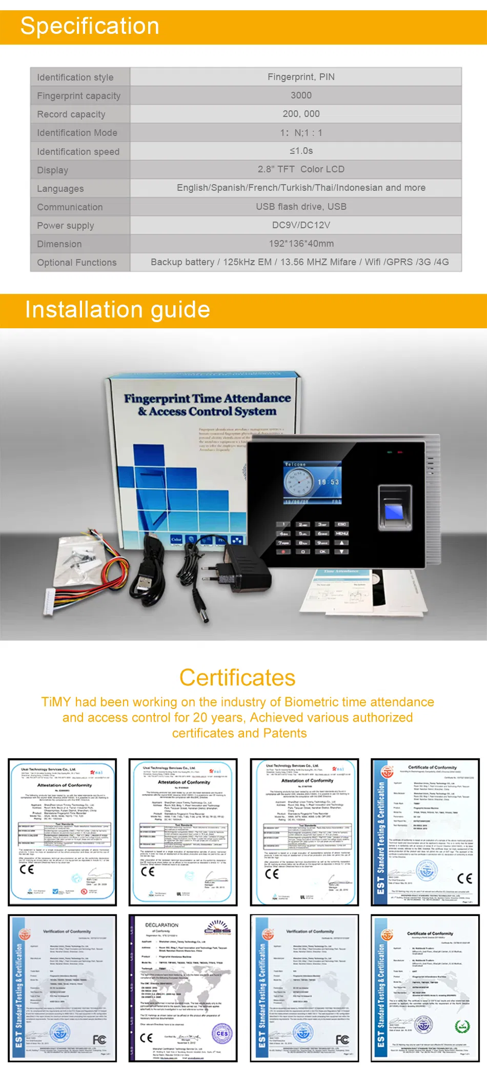 Wholesale Biometric 3G/4G GSM Network Finger Print Reader Time Attendance