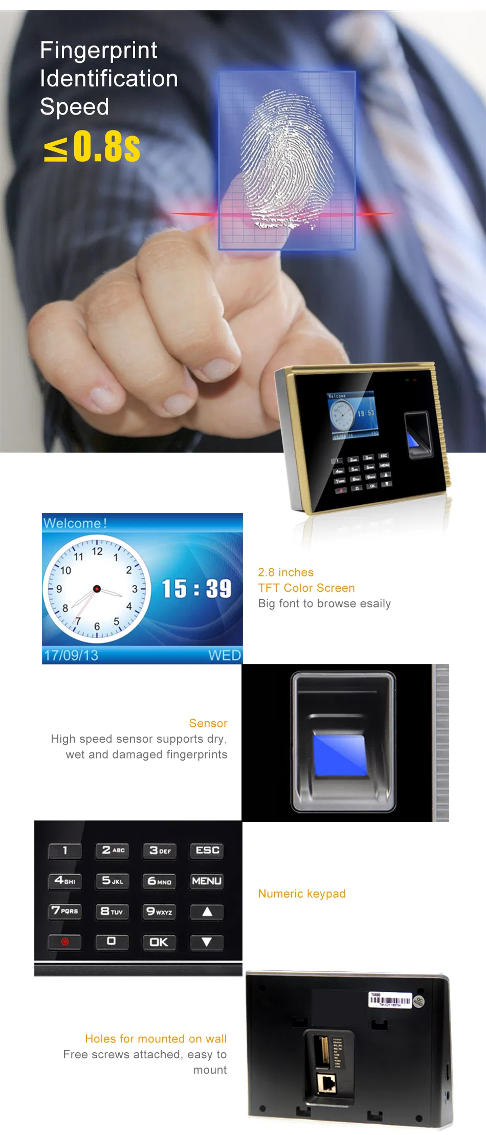 Wholesale Biometric 3G/4G GSM Network Finger Print Reader Time Attendance