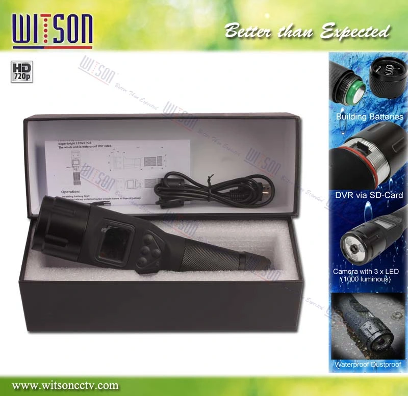 Witson Waterproof Flashlight Torch Camera with HD DVR Recorder (W3-FD3009)